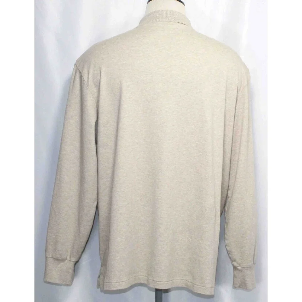 Polo Ralph Lauren Beige‎ Classic Fit Cotton Long Sleeve Polo Shirt Mens Size XXL